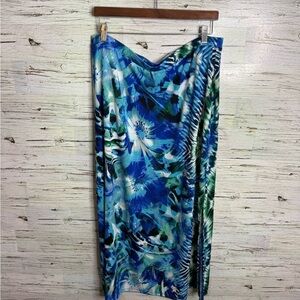 Chicos maxi skirt size 3 (16 or XL) floral blue watercolour